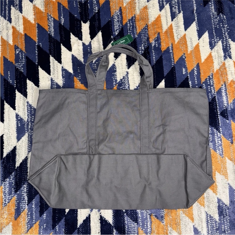LL Bean Grocery Tote Bag Cotton Grey Japan Exclusive New NWT Platinum - Picture 5 of 7
